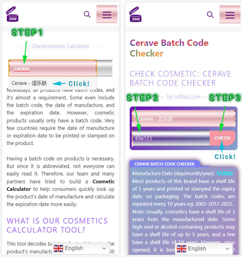 Cosmetic Calculator Batch Code Checker Online