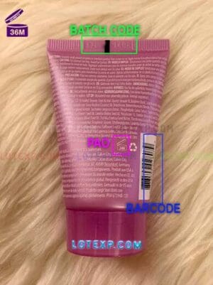 Alterna hair styling product bottle with a visible batch code for Lotexp.com check.