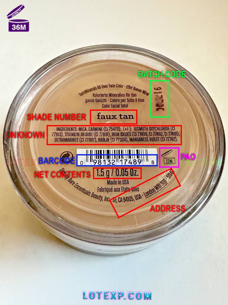 BareMinerals Batch Code Checker 5 Bareminerals eyeshadow palette and mascara