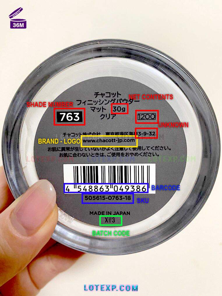 Check Chacott Batch Code 13 Chacott Lip Gloss tube, emphasizing checking manufacturing date for freshness