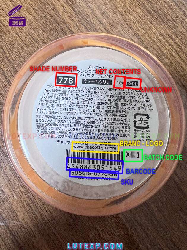 Check Chacott Batch Code 21 Chacott UV Protect Sunscreen bottle, highlighting batch code for protection efficacy
