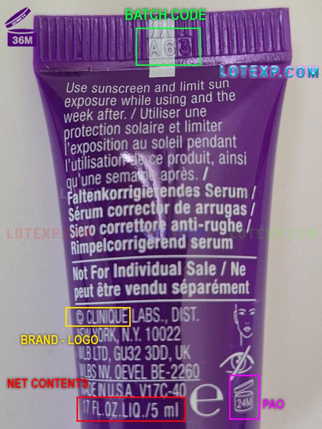 Clinique Batch Code Checker 3 Clinique foundation batch code lookup for expiry date via Lotexp app.