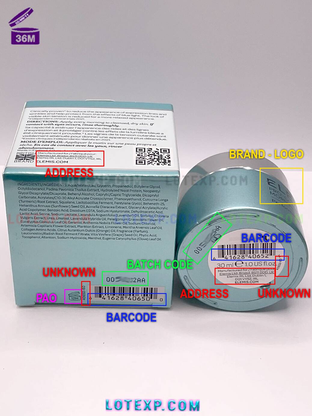 Elemis Batch Code Checker 4 Elemis day cream jar, showing where the batch code is printed.