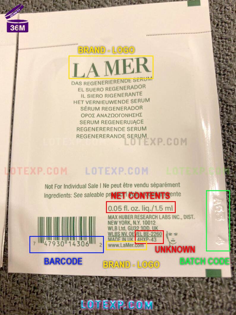 La Mer Expiration Date 5 Photo of La Mer The Concentrate serum bottle, demonstrating batch code lookup.