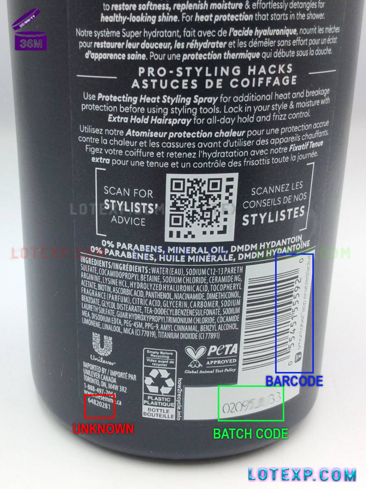 Tresemmé Batch Code 3 A Tresemme Freeze Hold Hairspray can, ready for batch code input to check its production date online.