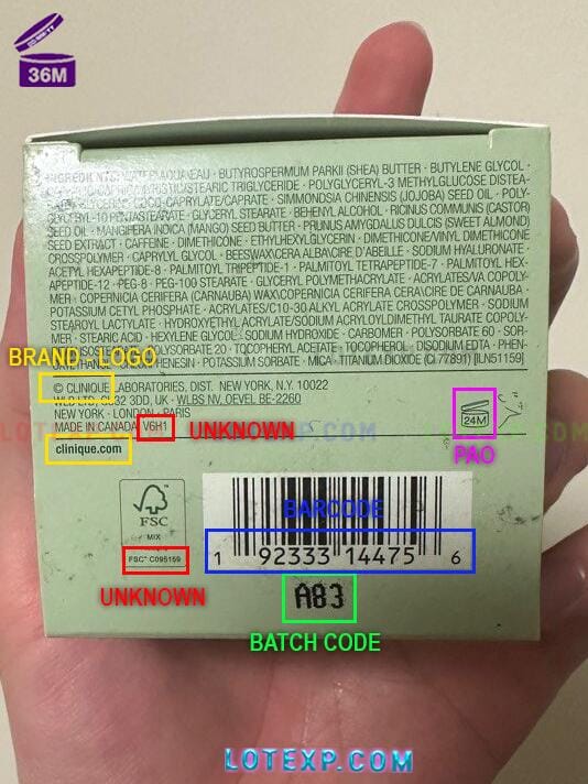 Clinique Batch Code Checker 11 Bottle of Clinique SPF sunscreen, checking expiry with Lotexp calculator.