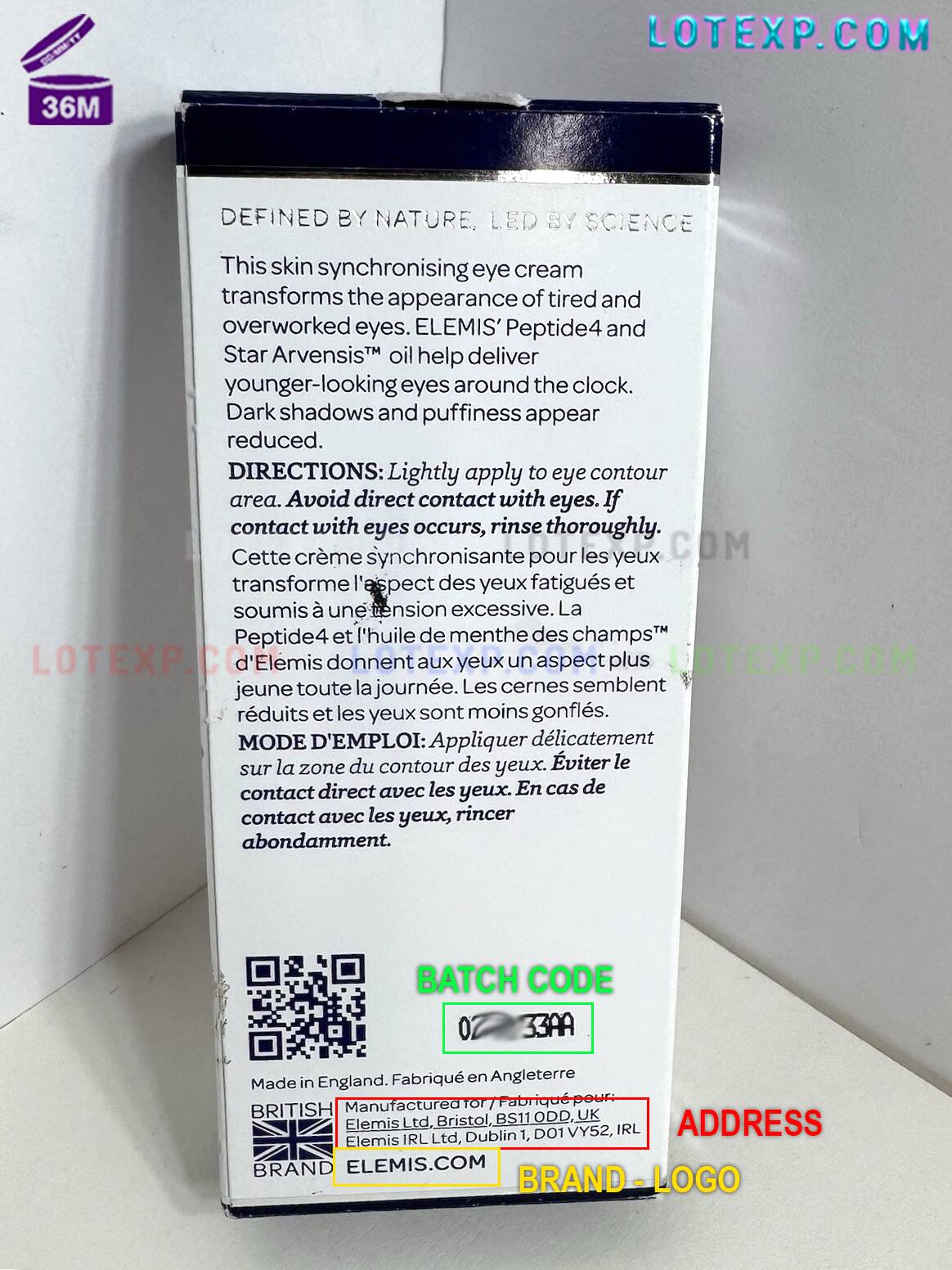 Elemis Batch Code Checker 16 Elemis pregnancy oil or stretch mark cream, showing the batch code.