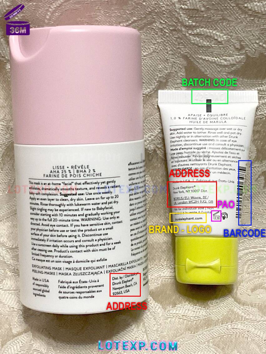Drunk Elephant Batch Code Checker 23 Various Drunk Elephant products arranged aesthetically.