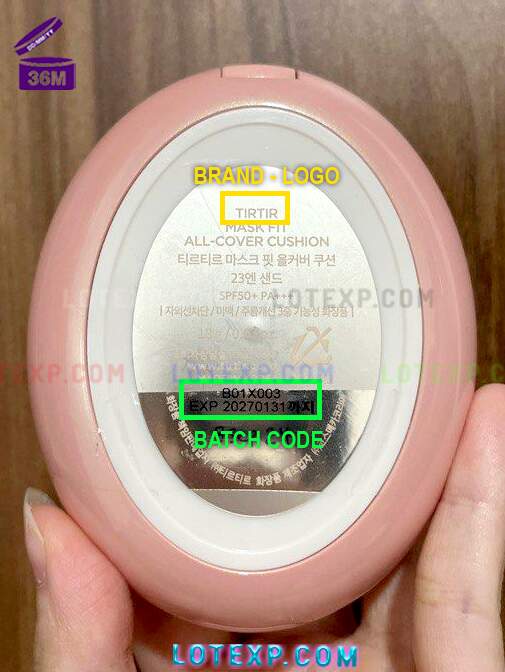 Tirtir Expiry Date Check 6 Tirtir Concealer tube with a magnified view of its batch code for checking.