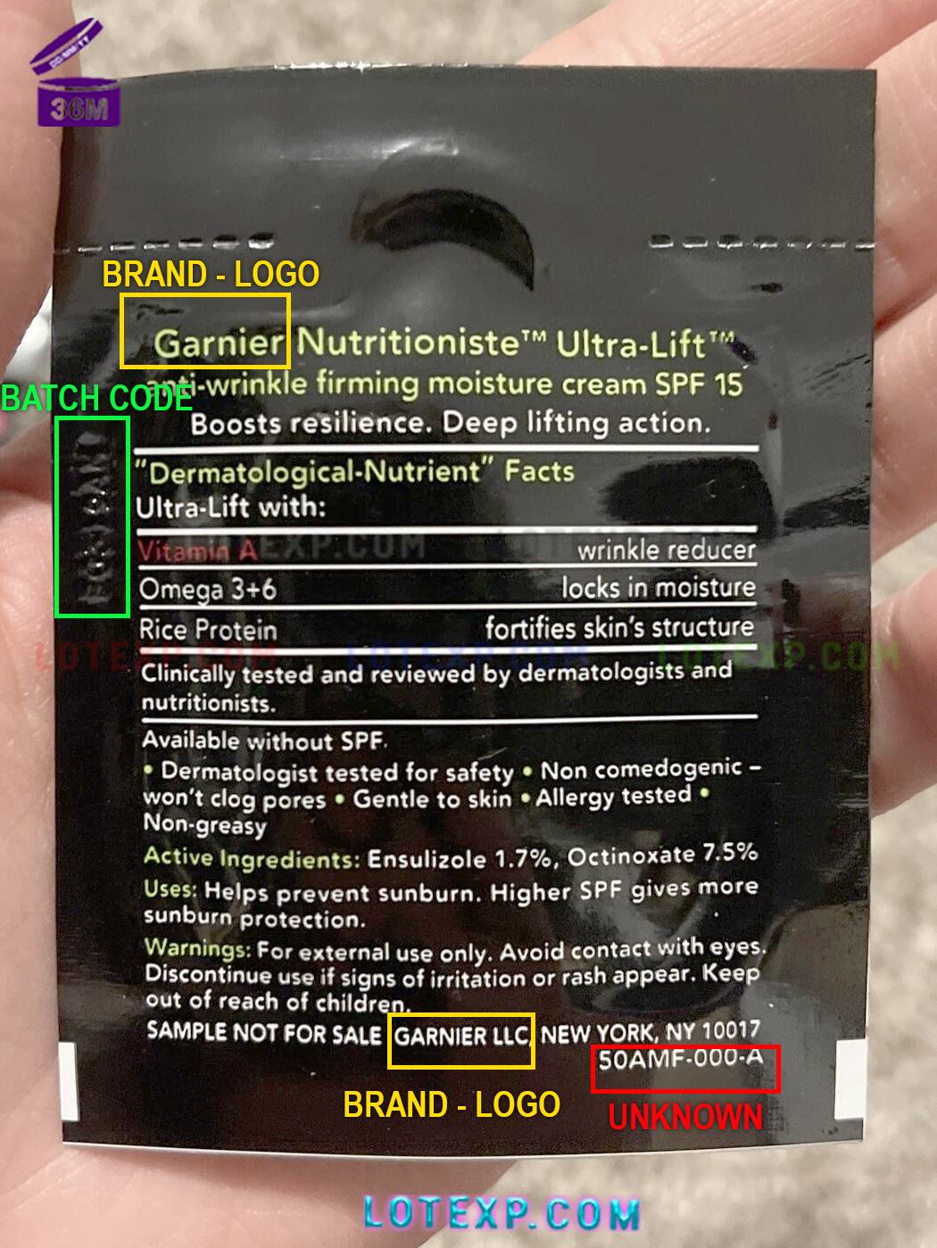 Garnier Batch Code 6 A Garnier Mineral Roll-On Deodorant, with its batch code visible for expiry date checking via Lotexp.com.