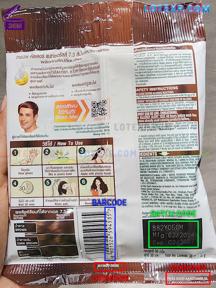Garnier Batch Code 7 A jar of Garnier anti-ageing eye cream, with its batch code for freshness verification using Lotexp.com.