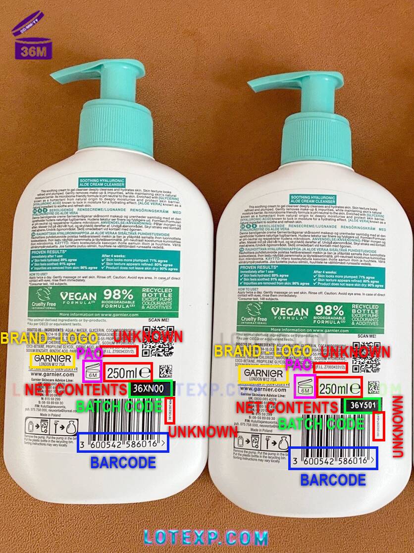 Garnier Batch Code 10 A tub of Garnier Fructis hair mask, showing its batch code for expiration date checking through the Lotexp.com app.