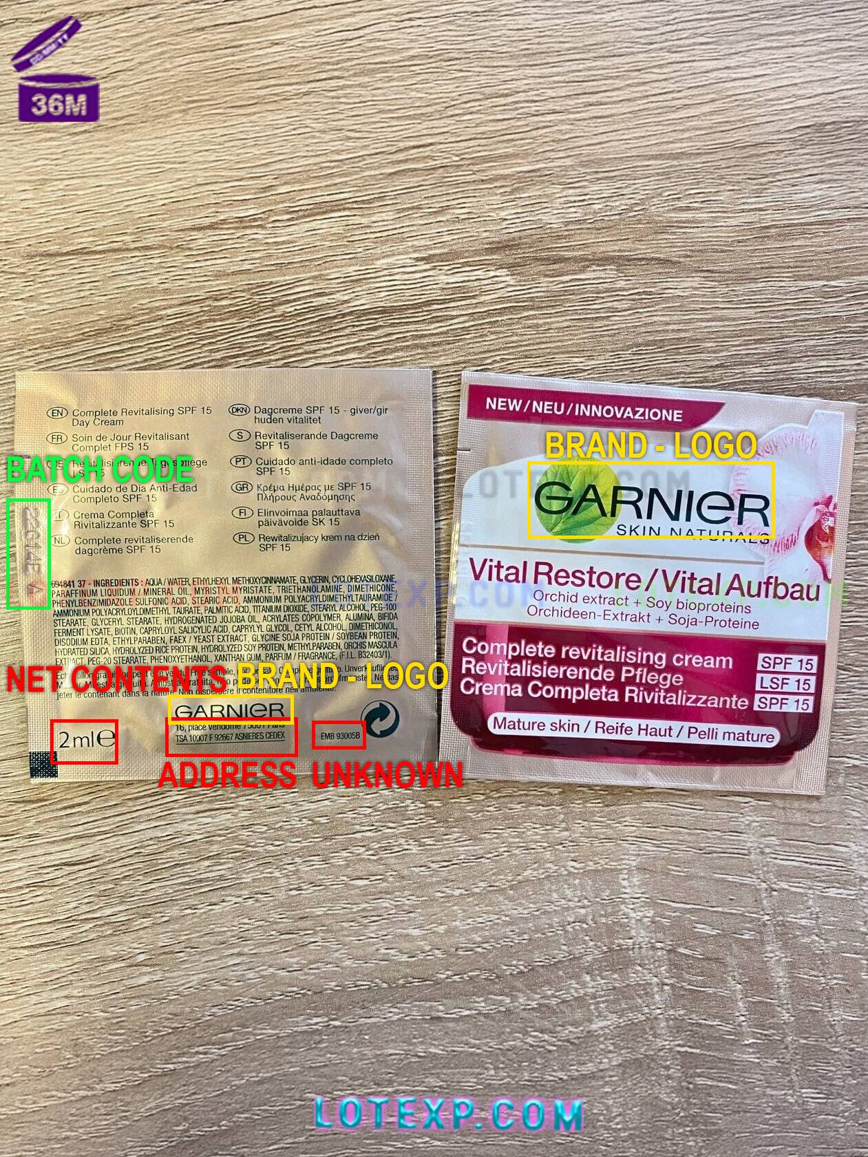Garnier Batch Code 13 A bottle of Garnier SkinActive Micellar Cleansing Water with its batch code highlighted, used for date checking on Lotexp.com.