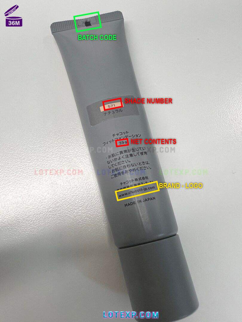 Check Chacott Batch Code 32 Chacott Mascara tube, emphasizing checking expiry for eye hygiene