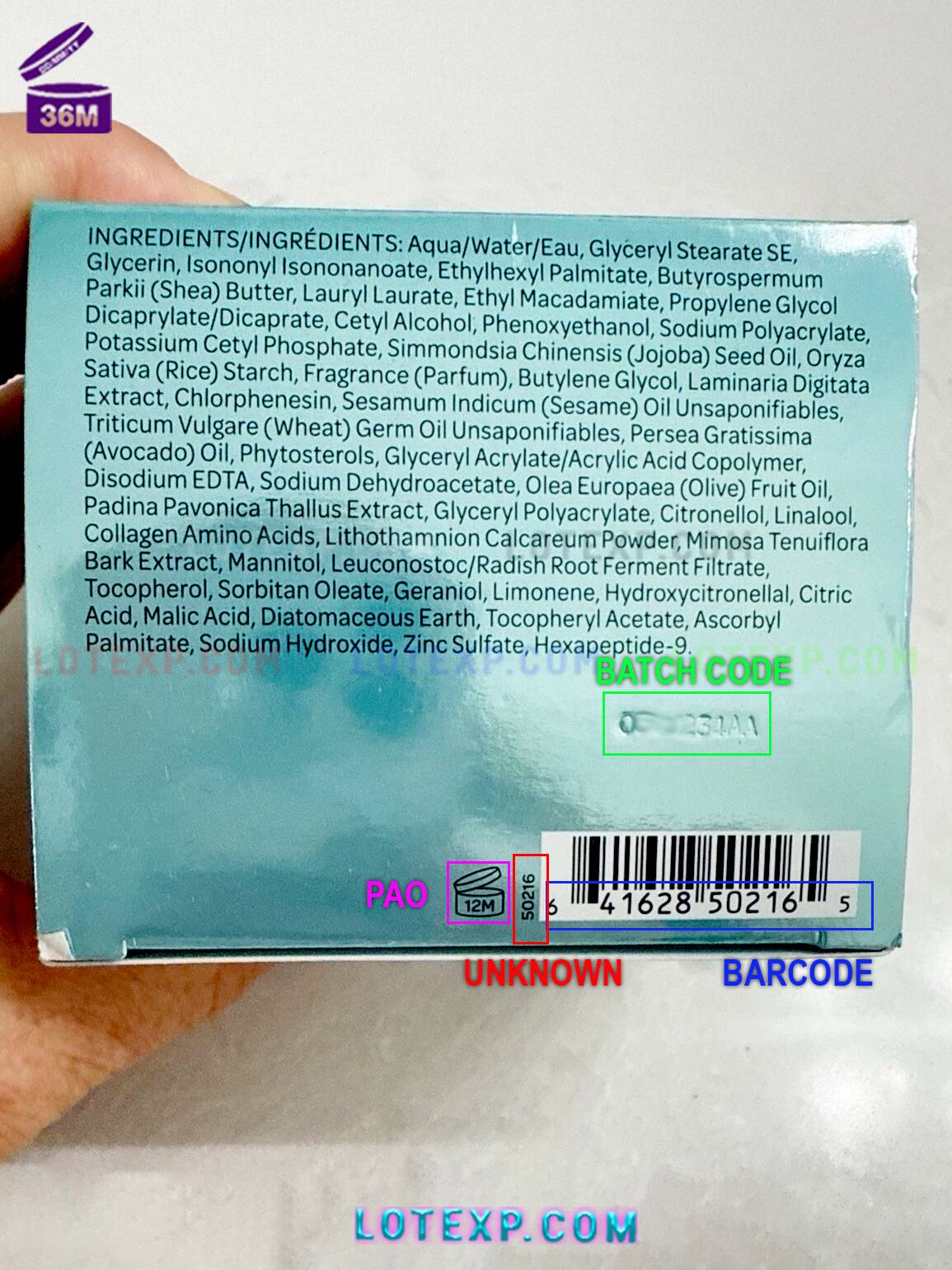 Elemis Batch Code Checker 27 Elemis night cream jar, showing its batch number for dating.