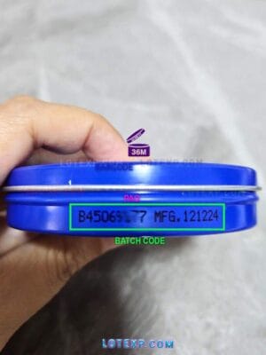 Nivea Lip Care Essential stick with its lot code on the packaging.
