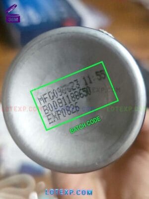 Nivea Men Energy Shower Gel bottle, with its lot code visible.