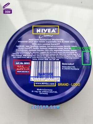 Nivea MicellAIR Cleansing Water bottle, focusing on product details and batch code.