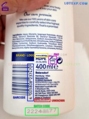 Nivea Q10 Power anti-wrinkle cream jar, with focus on batch/date codes.