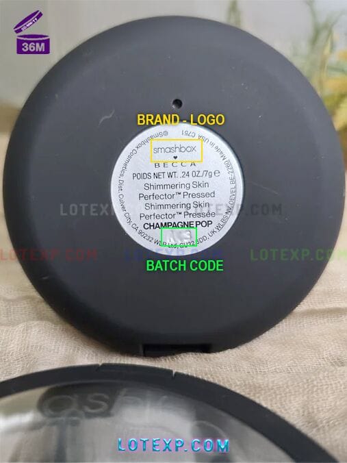 Check Smashbox Expired Date 8 Smashbox Brow Tech product, highlighting the batch code for date verification.