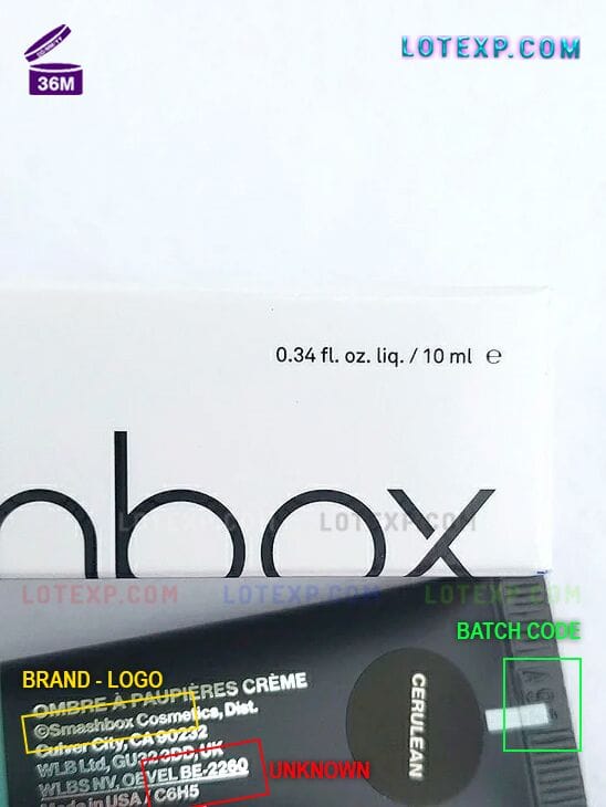 Check Smashbox Expired Date 10 Smashbox Cover Shot Eyeshadow Palette, with a focus on its packaging and batch information.