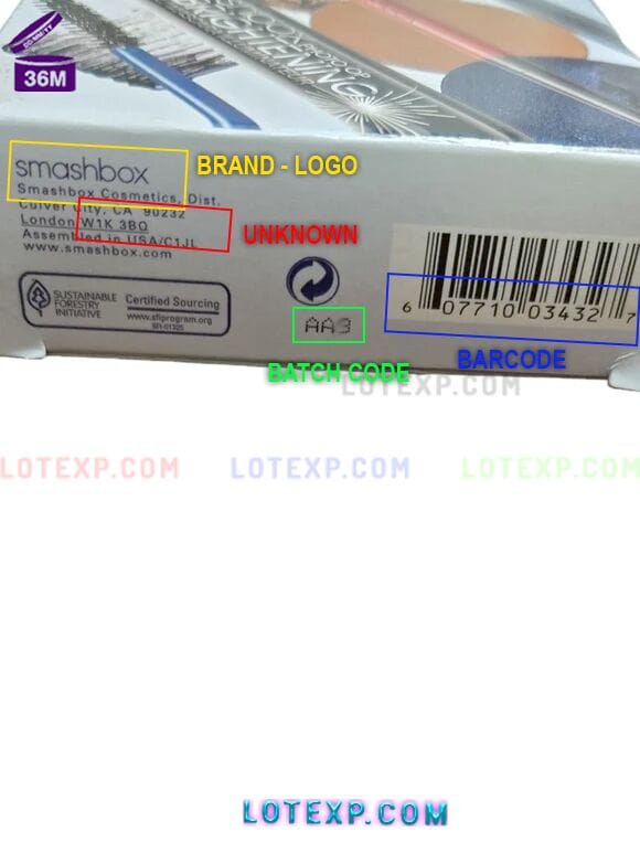 Check Smashbox Expired Date 14 Smashbox Full Exposure Mascara tube, clearly showing the batch code on its base.