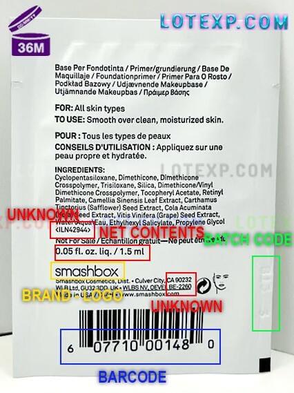 Check Smashbox Expired Date 15 Close-up of a Smashbox Photo Finish Primer bottle with its batch code visible for date checking.