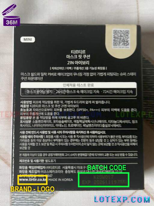 Tirtir Expiry Date Check 16 Tirtir lip tint or lipstick with its batch code clearly displayed for date checking.