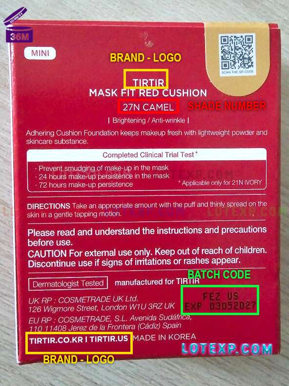Tirtir Expiry Date Check 22 Tirtir Sun Cream tube with its batch code clearly visible for expiry date checking.