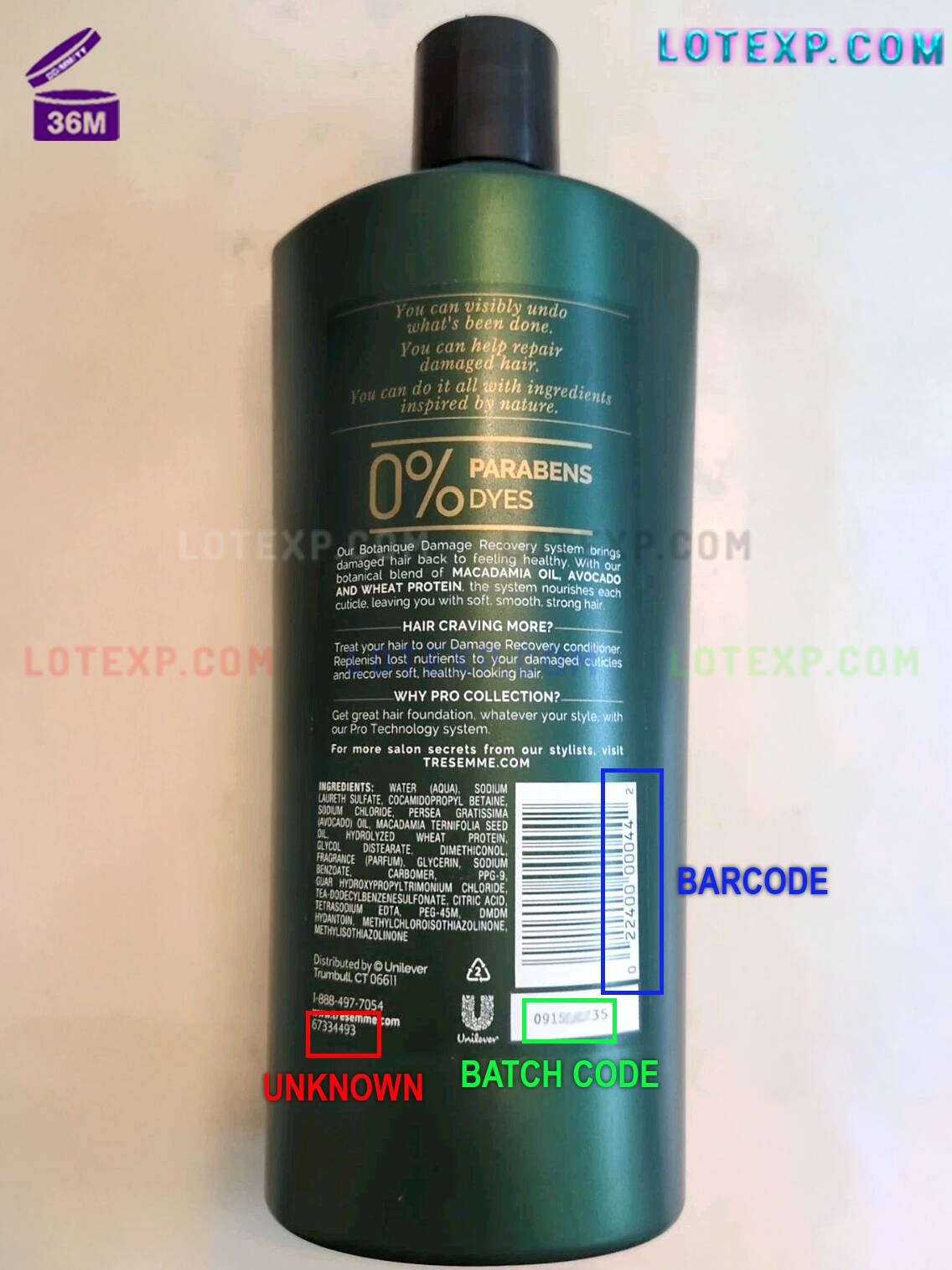 Tresemmé Batch Code 7 A tub of Tresemme deep conditioning treatment with its batch code label, ready for online verification.